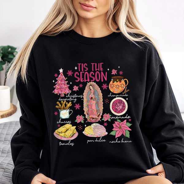 Tamales Holiday Graphic Crewneck, Tis the Season Mexican Food Sweatshirt, Feliz Navidad Mexican Christmas Pullover, Latina Xm