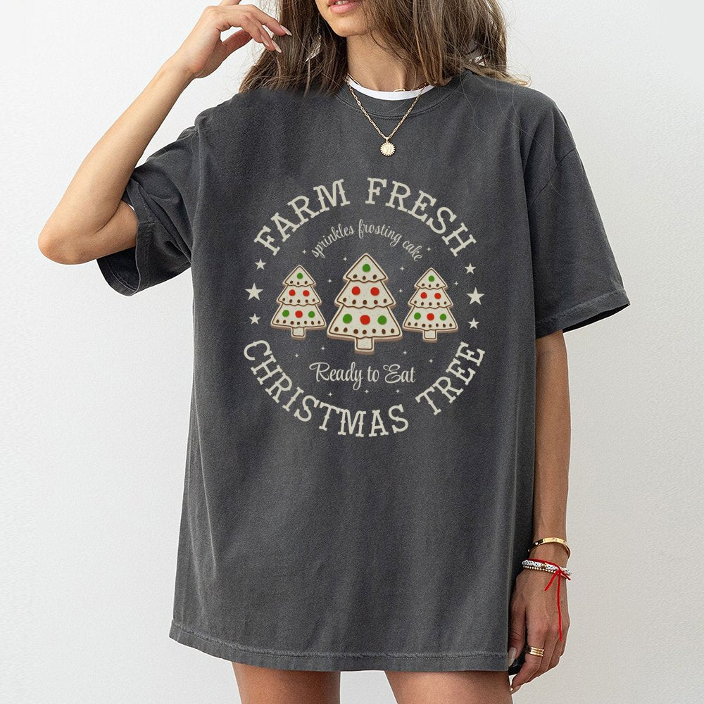 Holiday Bakery T-Shirt, Farm Fresh Christmas Tree Cookie T-Shirt, Humorous Christmas Cookie T-Shirt, Adorable Winter Baking T