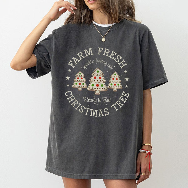 Holiday Bakery T-Shirt, Farm Fresh Christmas Tree Cookie T-Shirt, Humorous Christmas Cookie T-Shirt, Adorable Winter Baking T