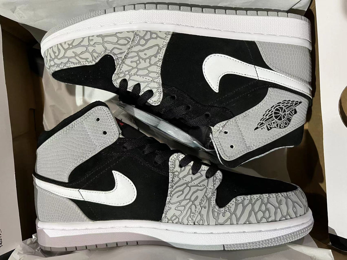 Retro Mid Top Basketball Shoes, Black Gray Colorway, Lace Up Design, Casual Gift for Shoe Lovers