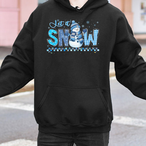 Retro Snowman Sweatshirt, Let It Snow Christmas Hoodie, Vintage Winter Holiday Hoodie, Comfy Xmas Pullover Hoodie, Winter Sea
