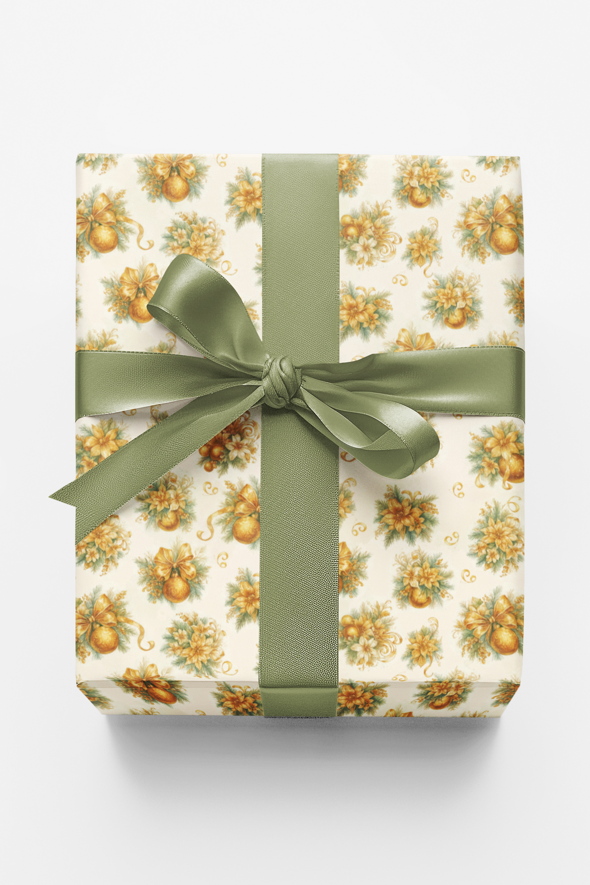Elegant Holiday Gift Wrap, Gold Ornament Christmas Wrapping Paper, Gold Christmas Wrapping Paper, Xmas Present Wrap, Luxury G