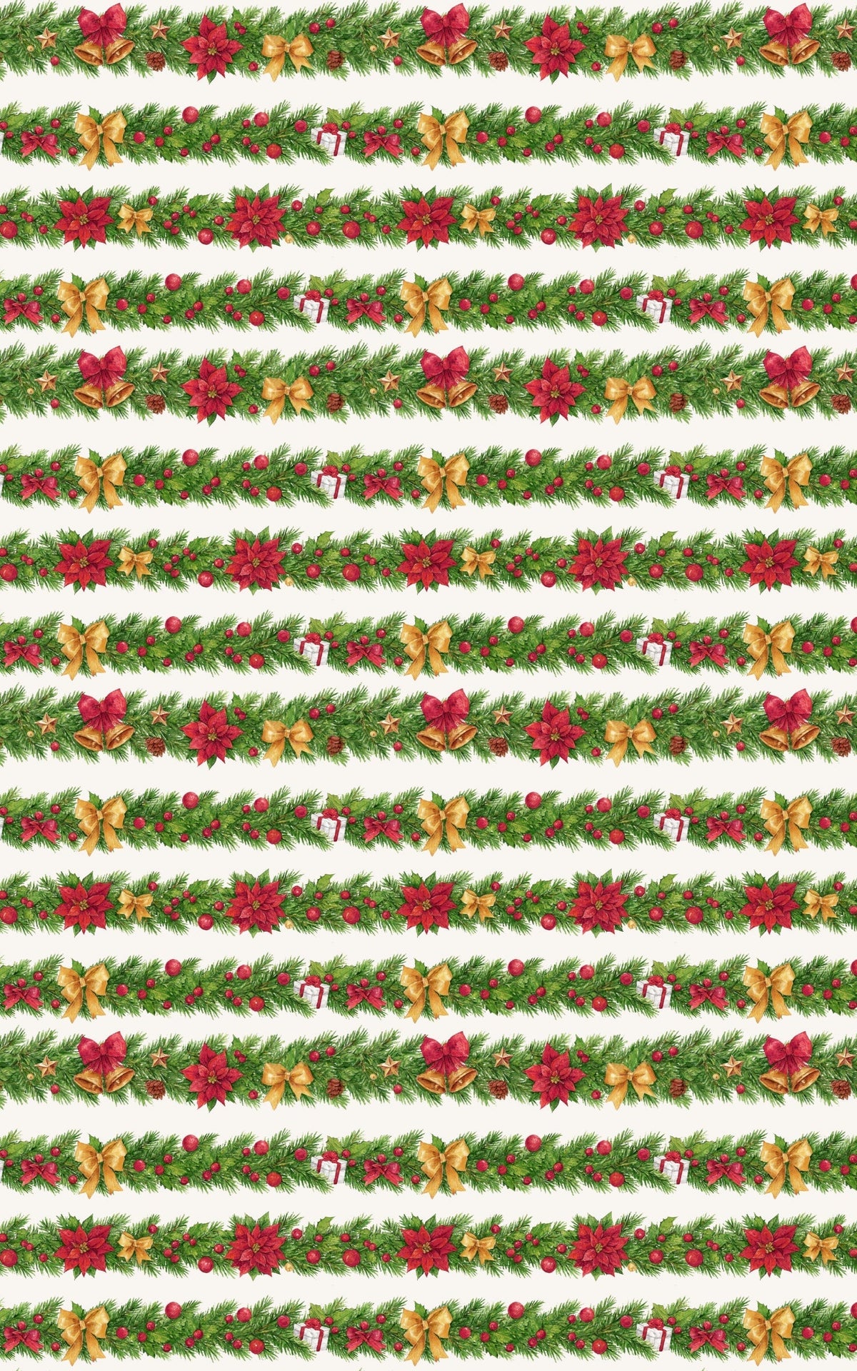 Pine Garland Gift Wrap, Watercolor Poinsettia Wrapping Paper, Elegant Christmas Wrapping Paper, Botanical Holiday Present Wra