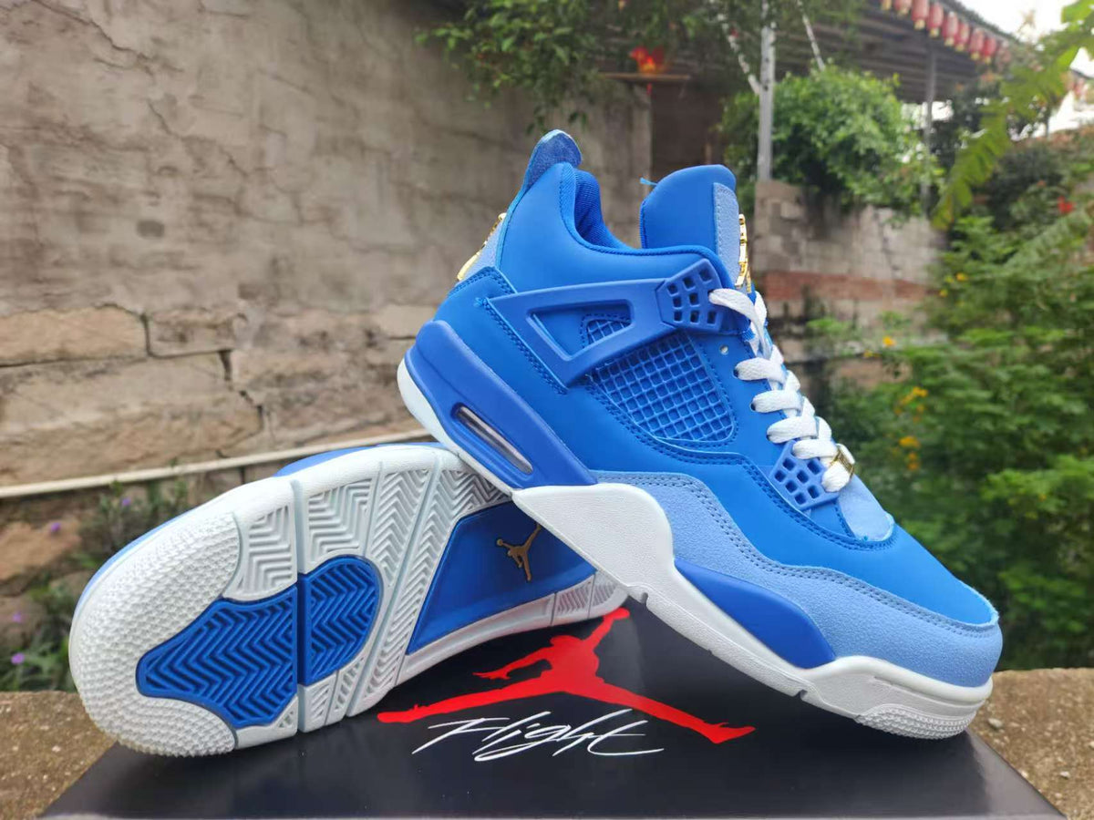 Mid Top Sneakers, Royal Blue Gold Colorway, Lace Up Design, Casual Gift for Sneaker Fans