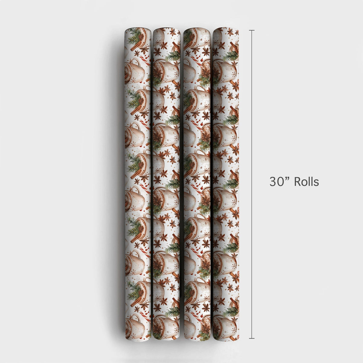 Comfy Winter Mug Gift Wrap, Hot Chocolate Christmas Wrapping Paper, Watercolor Cocoa Holiday Wrapping Paper, Festive Winter P