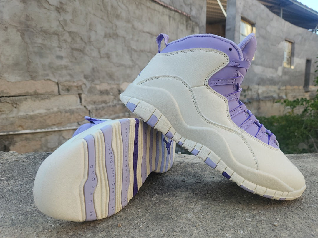 High Top Sneakers, White Purple Colorway, Lace Up Design, Casual Gift for Sneaker Fans