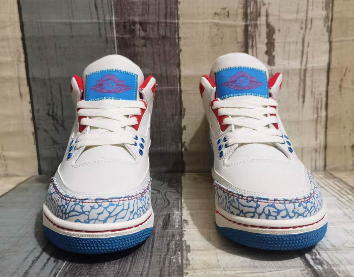 Low Top Sneakers, Off White Blue Red Colorway, Lace Up Design, Casual Gift for Sneaker Fans