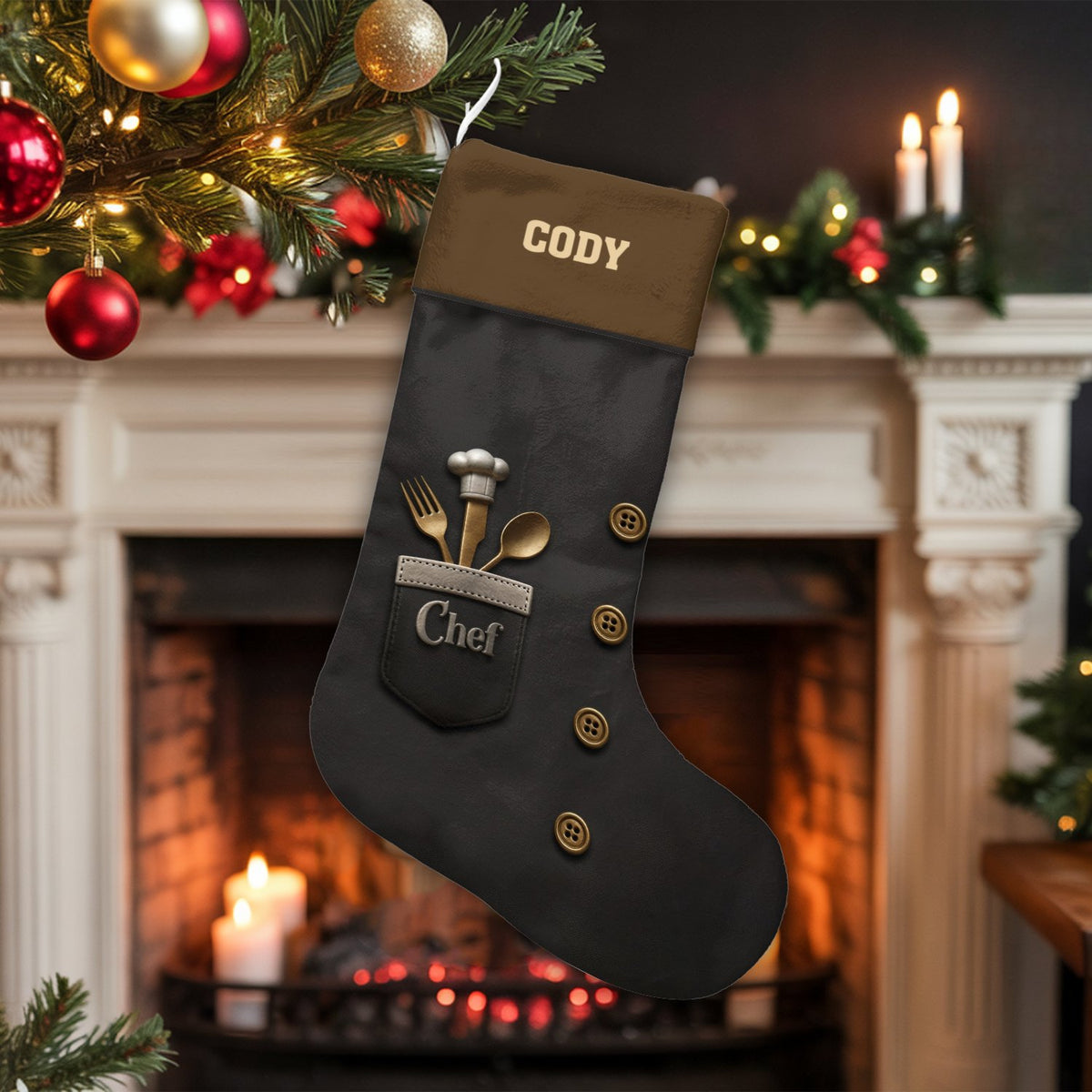 Custom Cooking Holiday Stocking, Personalized Chef Christmas Stocking, Velboa Culinary Christmas Stocking, Baker Cook Present