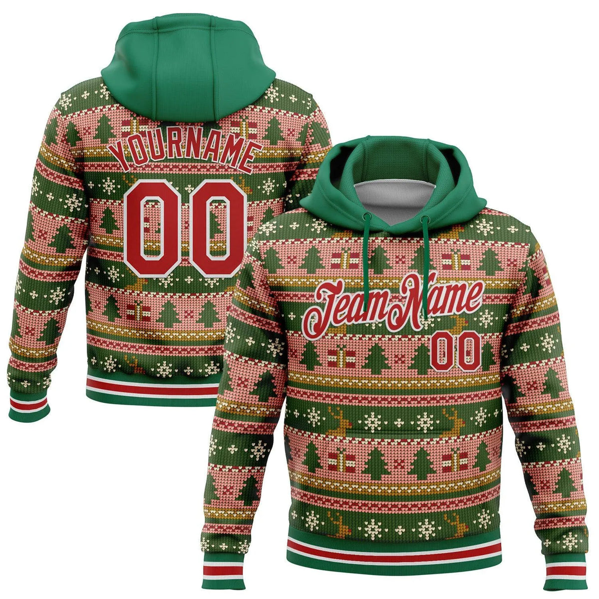 Personalized Name Number Sweatshirt, Custom Christmas Sports Hoodie, Ugly Sweater 3D Holiday Hoodie, Xmas Present for Fans