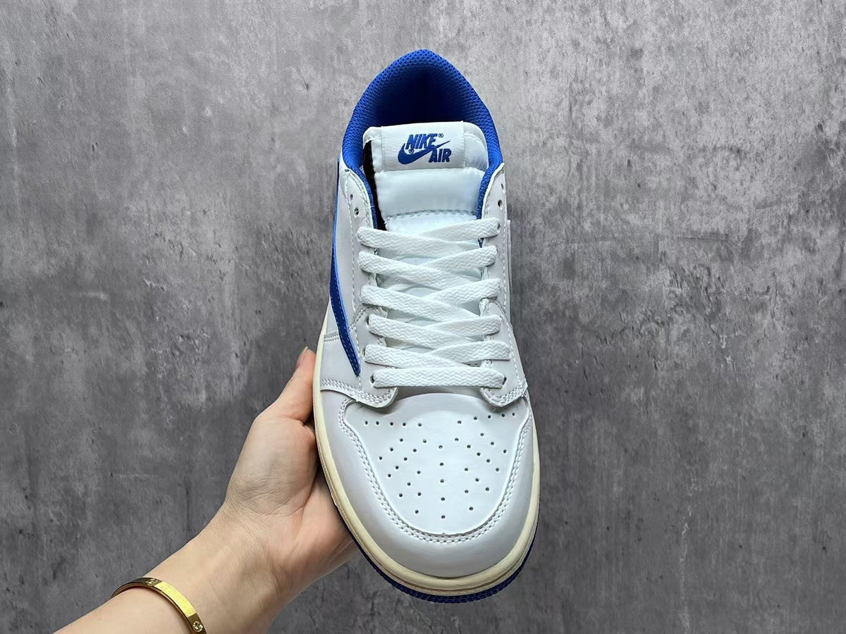 Low Top Sneakers, White Blue Colorway, Reverse Hook Design, Lace Up Design, Casual Gift for Sneaker Fans