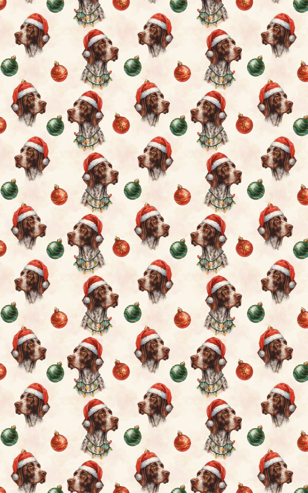 Festive Hunting Dog Gift Wrap, Pointer Dog Christmas Wrapping Paper, Santa Hat Pet Holiday Gift Wrap, Dog Lover Christmas Pre
