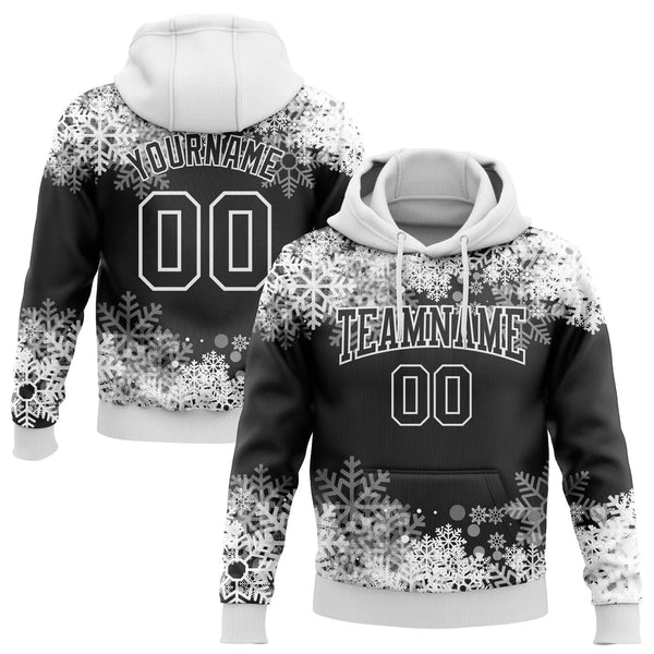 Personalized Name and Number Pullover Sweatshirt, Custom Christmas Snowflake Hoodie, Holiday Winter Sports Hoodie, Xmas Fan P