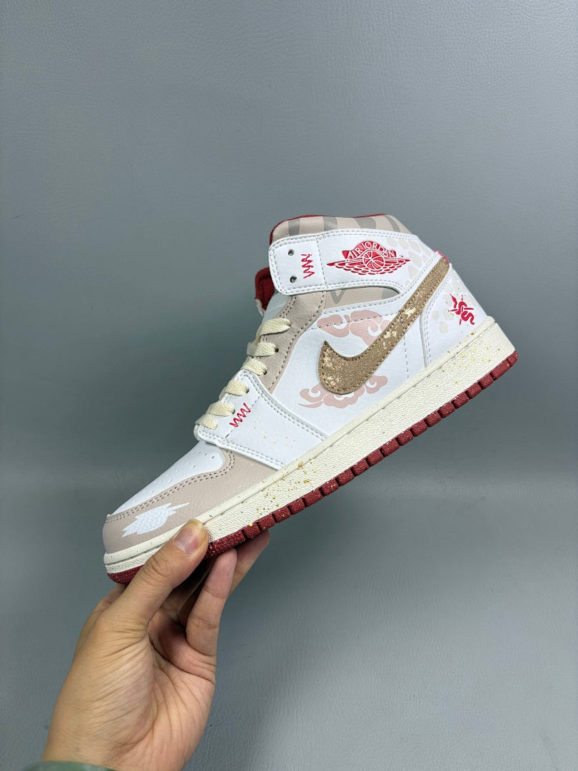 High Top Sneakers, White Pink Colorway, Lace Up Design, Casual Gift for Sneaker Fans