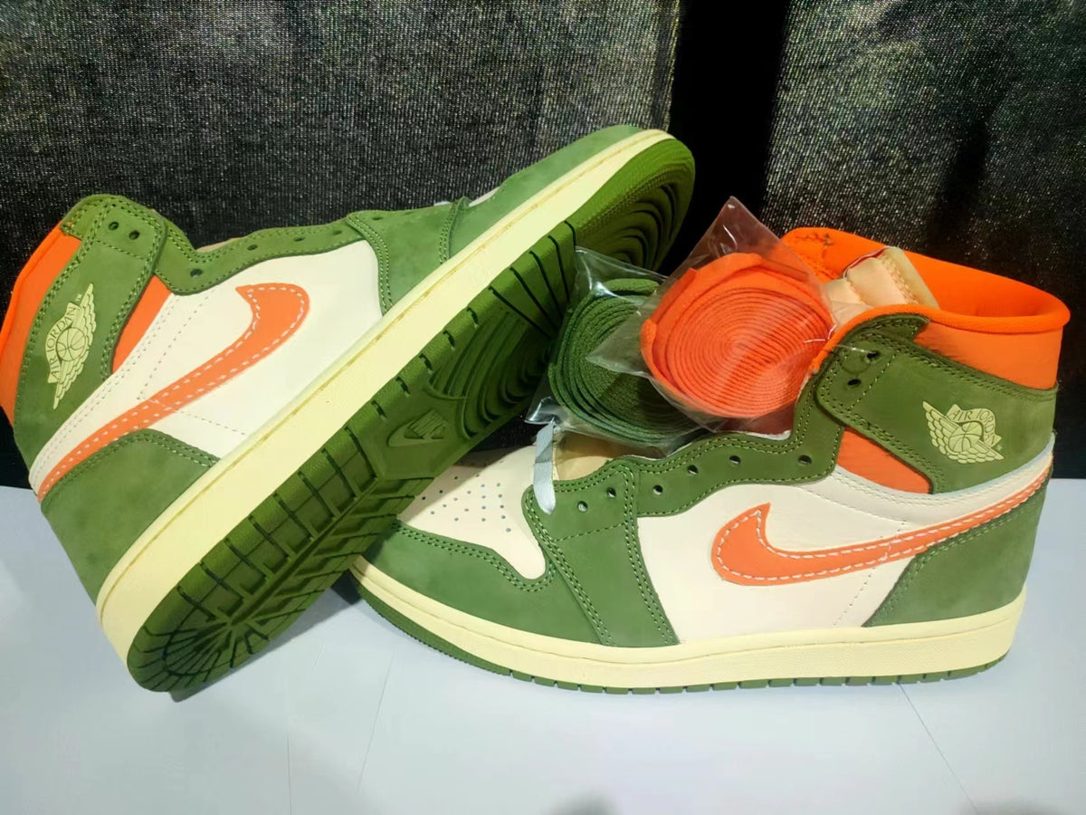 High Top Sneakers, Off White Green Colorway, Lace Up Design, Casual Gift for Sneaker Fans