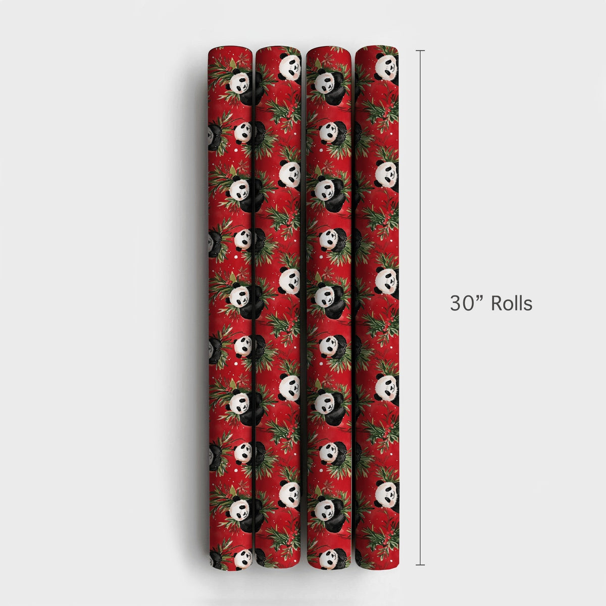 Holly and Berry Gift Wrap, Christmas Panda Bear Wrapping Paper, Red Holiday Wrapping Paper, Adorable Animal Lover Festive Gif