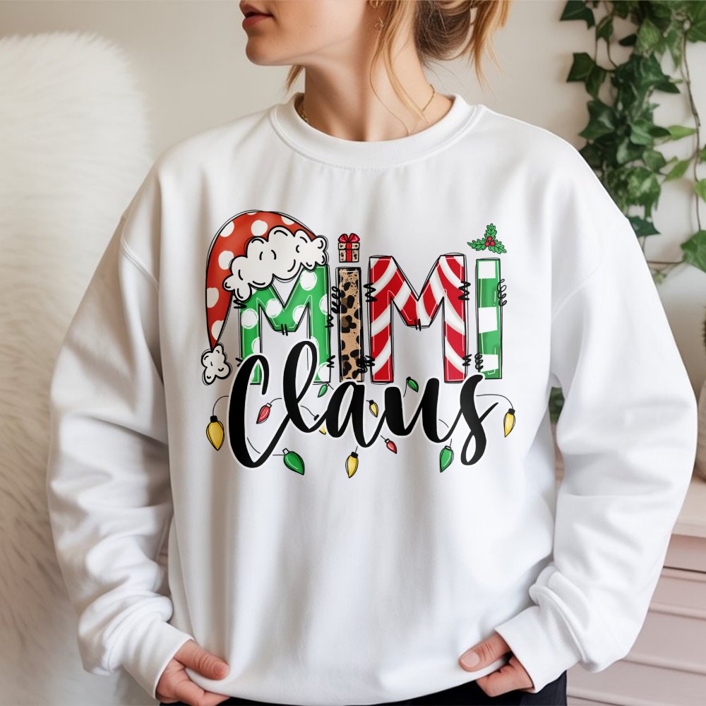 Festive Holiday Grandma Sweater, Mimi Claus Christmas Sweatshirt, Retro Mimi Santa Crewneck, Adorable Winter Season Pullover,
