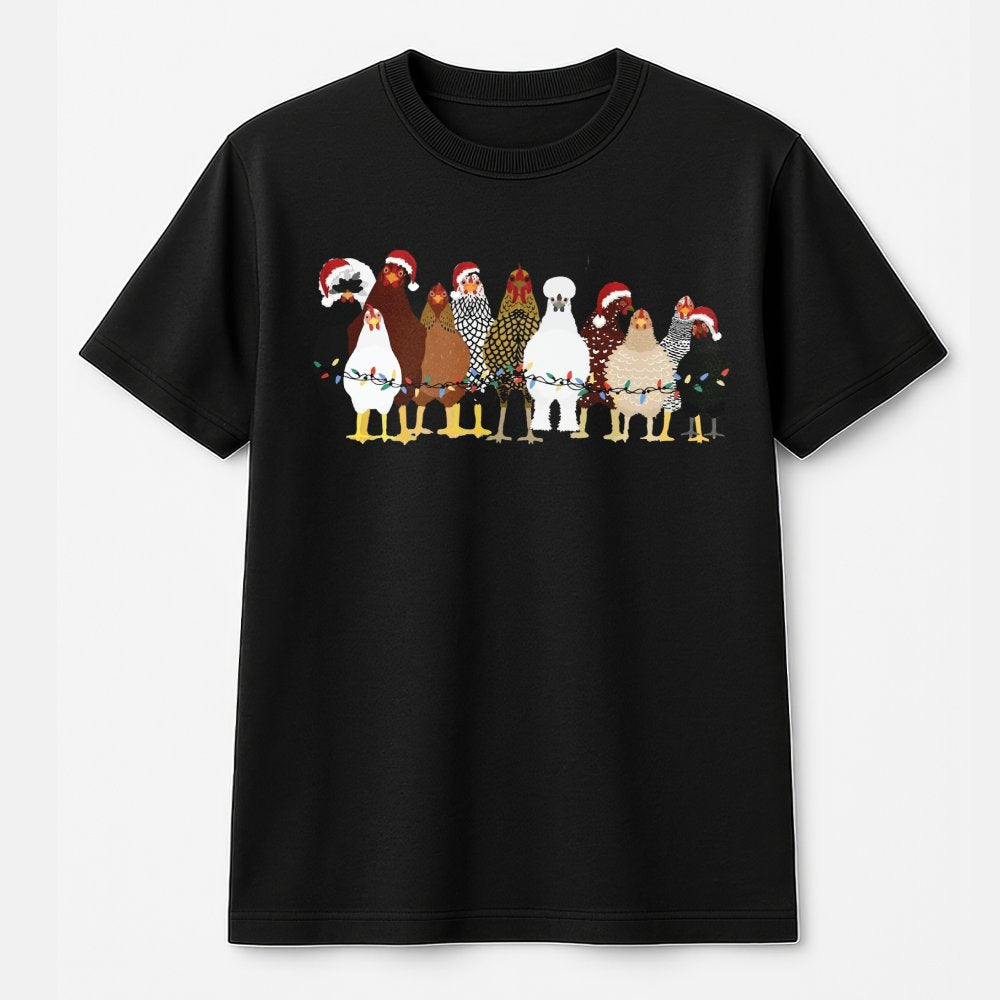 Humorous Holiday Chicken Shirt, Christmas Chicken T-Shirt, Retro Farm Animal Graphic Tee, Adorable Chicken Lover T-Shirt, Far