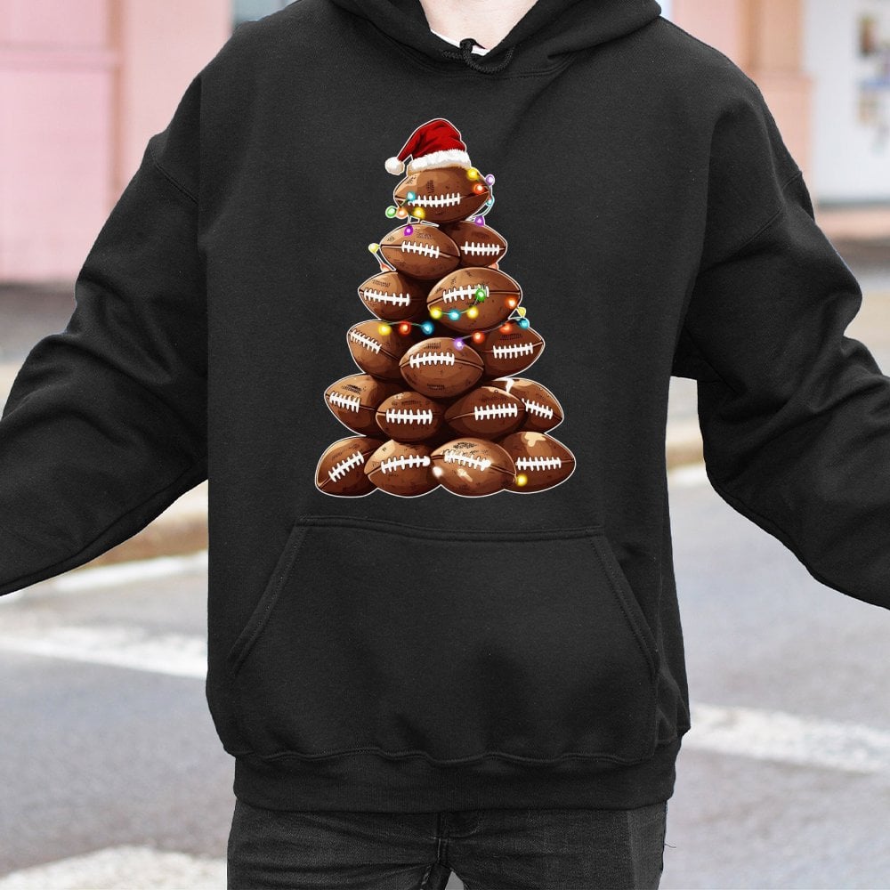 Festive Football Hoodie, Football Christmas Tree Hoodie, Holiday Sports Hoodie, Christmas Game Day Sweatshirt, Football Mom P