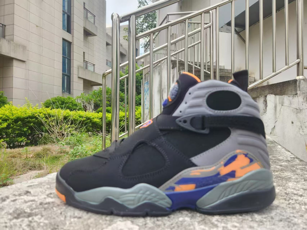 High Top Sneakers, Black Gray Orange Colorway, Lace Up Design, Casual Gift for Sneaker Fans
