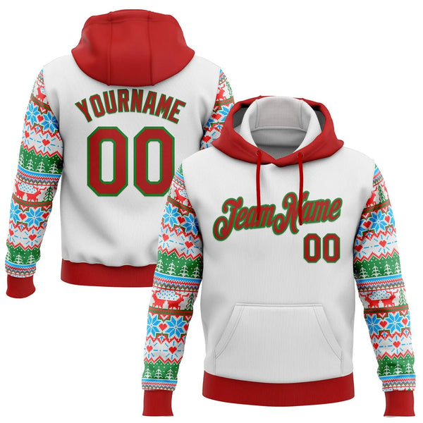 Personalized Name and Number Pullover Hoodie, Custom Christmas Sports Hoodie, Festive Game Day Holiday Hoodie, Fan Present Sw