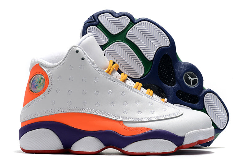 Sneakers, White Orange Colorway, Lace Up Design, Casual Gift for Sneaker Fans
