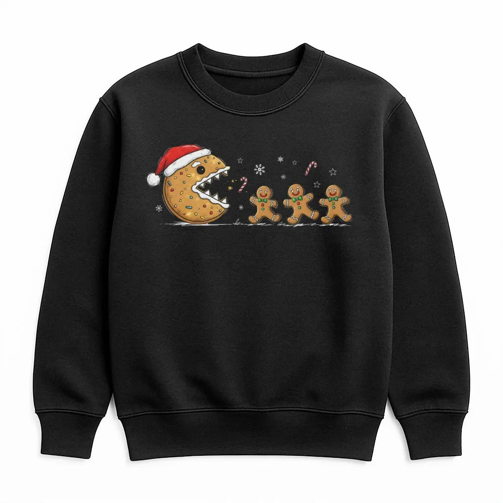 Gaming Cookie Xmas Crewneck, Retro Gamer Gingerbread Man Sweatshirt, Humorous Video Game Christmas Sweater, Gamer Holiday Pre