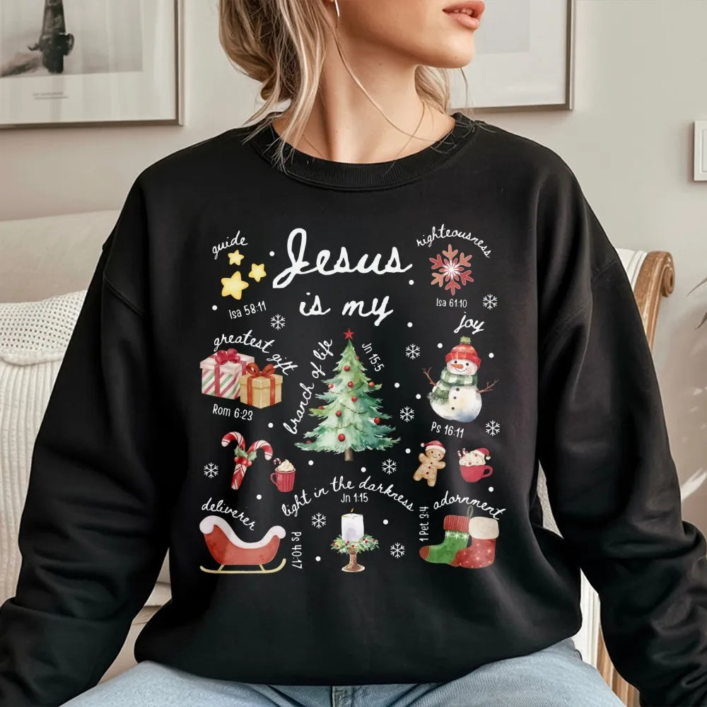 Religious Scripture Winter Crewneck, Jesus Is My Greatest Present Christmas Sweatshirt, Christian Bible Verse Holiday Pullove