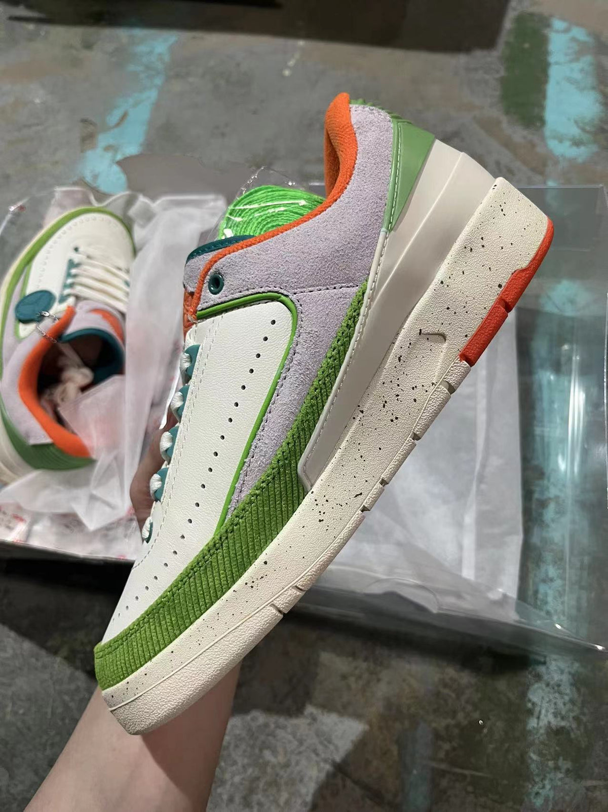 Low Top Sneakers, White Green Colorway, Lace Up Design, Casual Gift for Sneaker Fans