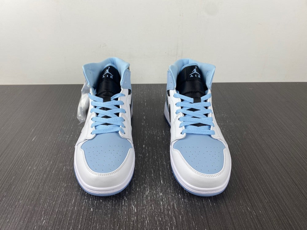 Mid Top Sneakers, Blue White Black Colorway, Lace Up Design, Casual Gift for Sneaker Fans