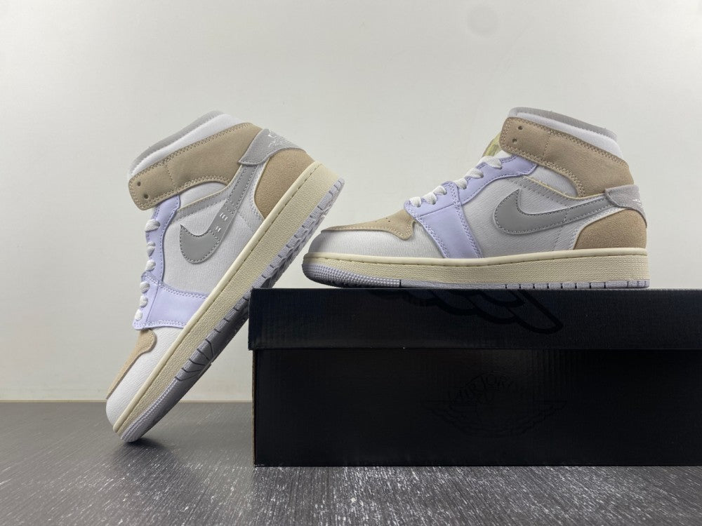Mid Top Sneakers, White Gray Colorway, Lace Up Design, Casual Gift for Sneaker Fans