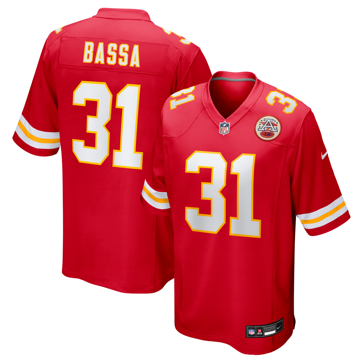 Kansas City Chiefs Jeffrey Bassa Red Team Game Jersey