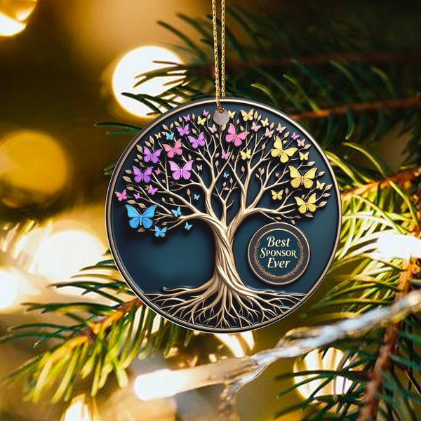 Tree of Life Butterfly Ornament, Best Sponsor Ever Ornament, Ceramic Christmas Ornament, Holiday Tree Keepsake, Sponsor Appre