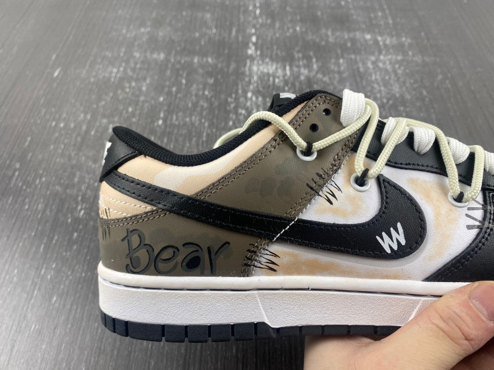 Low Top Sneakers, White Black Brown Colorway, Lace Up Design, Casual Gift for Sneaker Fans