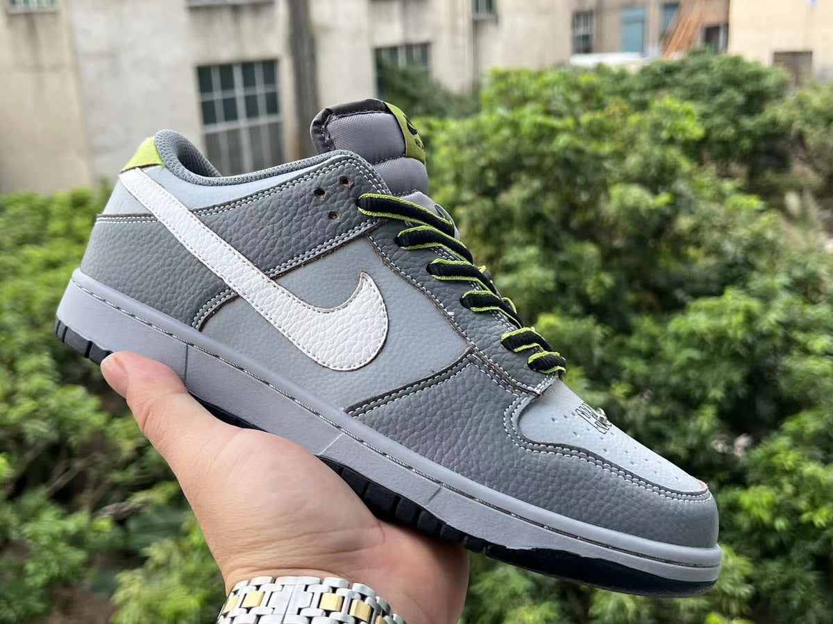Low Top Sneakers, Gray Yellow Colorway, Lace Up Design, Casual Gift for Sneaker Fans