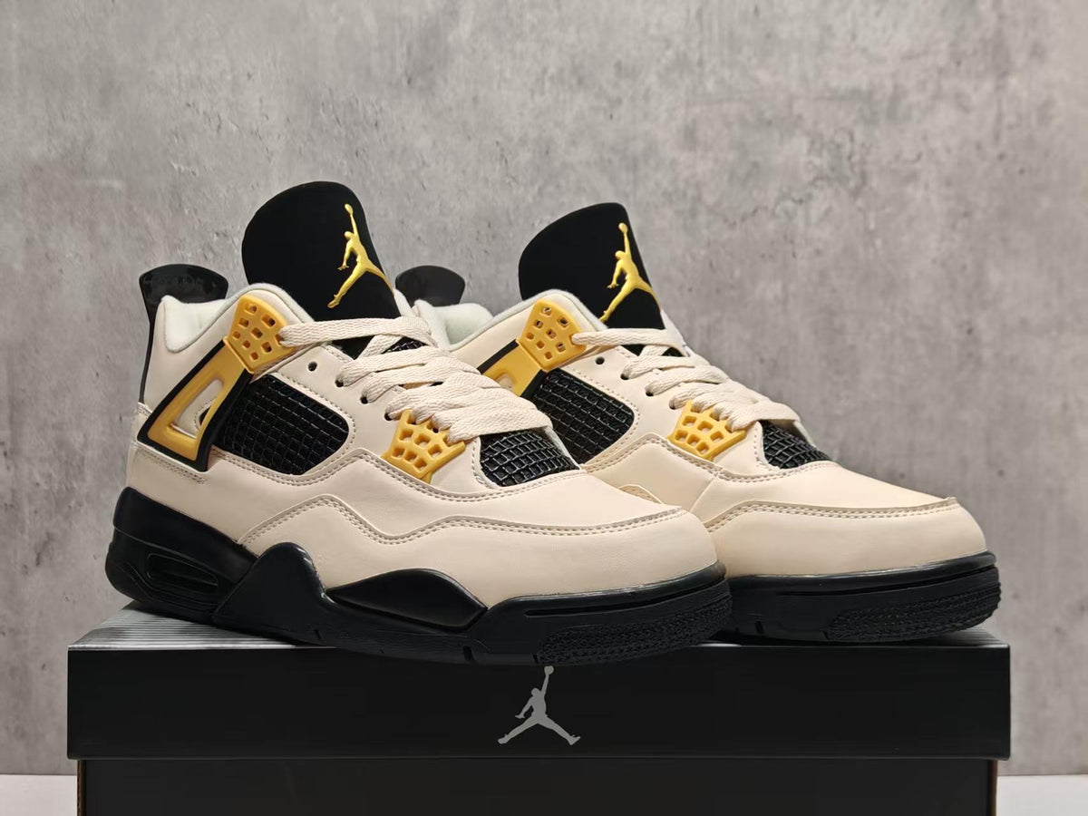 Mid Top Sneakers, Beige Black Yellow Colorway, Lace Up Design, Casual Gift for Sneaker Fans