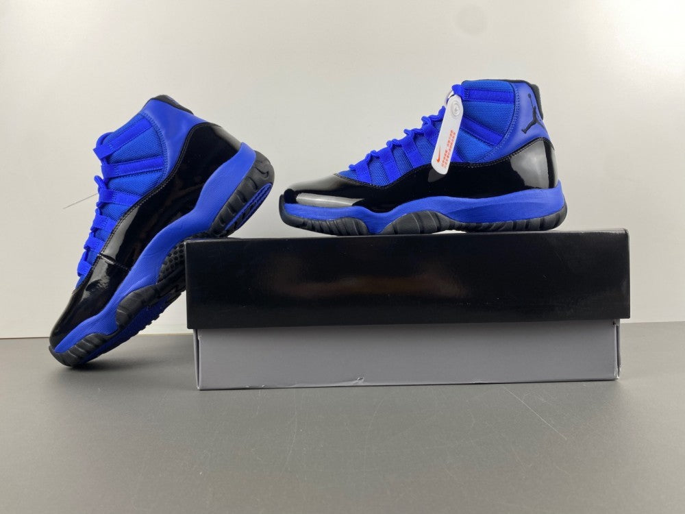 High Top Sneakers, Royal Blue Black Colorway, Leather Footwear, Lace Up Design, Casual Gift for Sneaker Fans