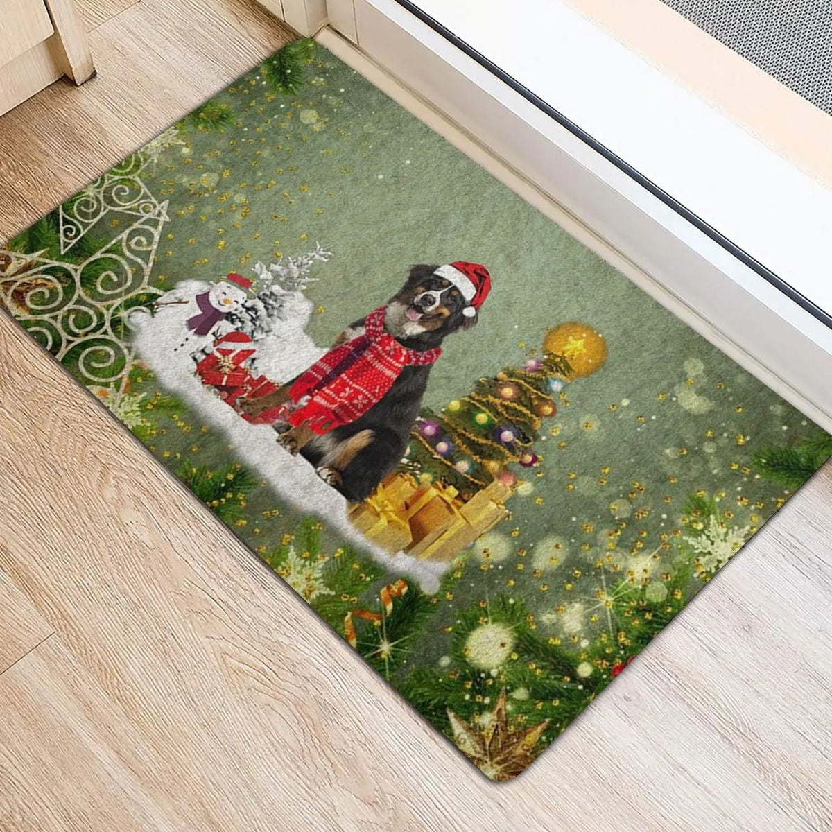 Bernese Mountain Dog Welcome Mat, Bernese Mountain Dog Christmas Doormat, Bernese Dog Floor Mat, Dog Lover Holiday Entrance R