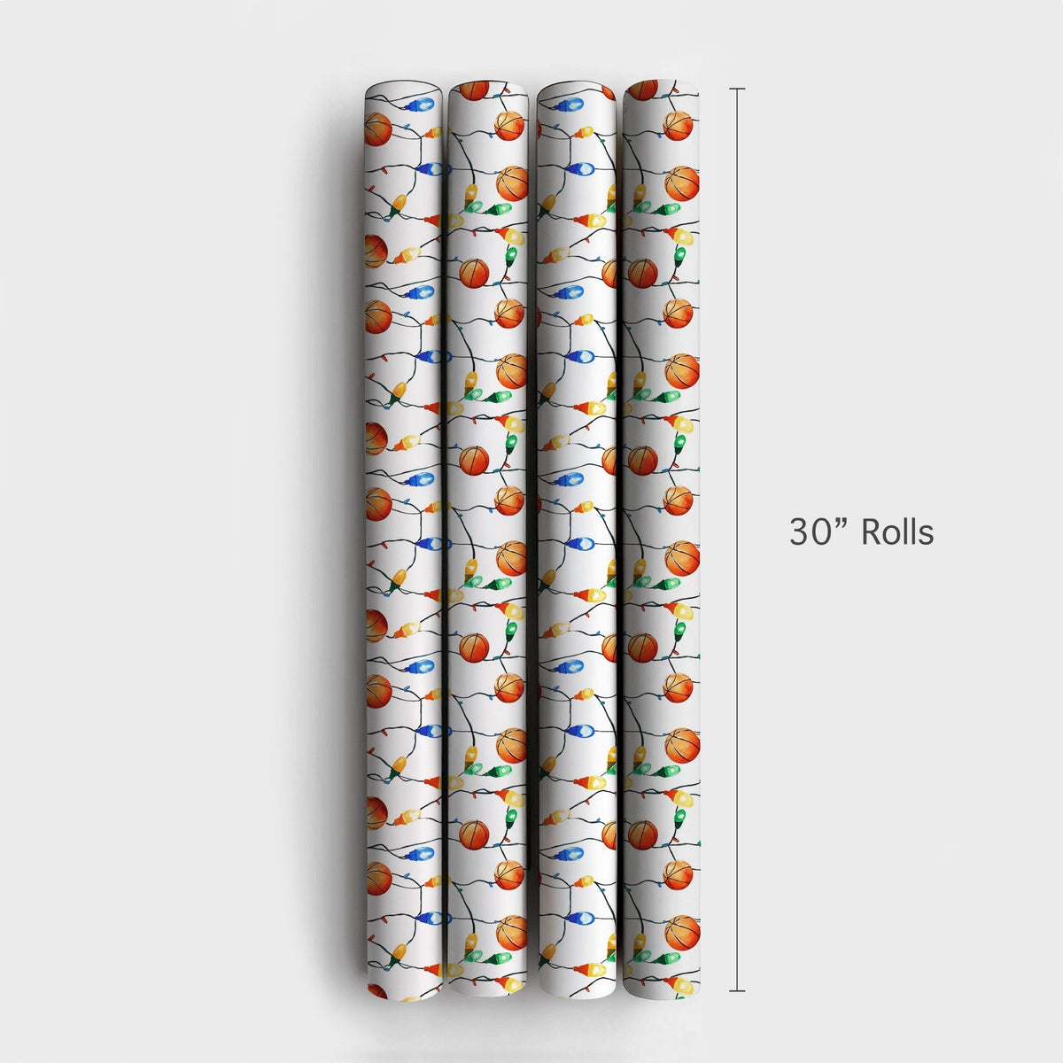 Sports Holiday Gift Wrap, Basketball Christmas Wrapping Paper, Xmas Lights Wrapping Paper, Basketball Fan Gift Wrap, Holiday 
