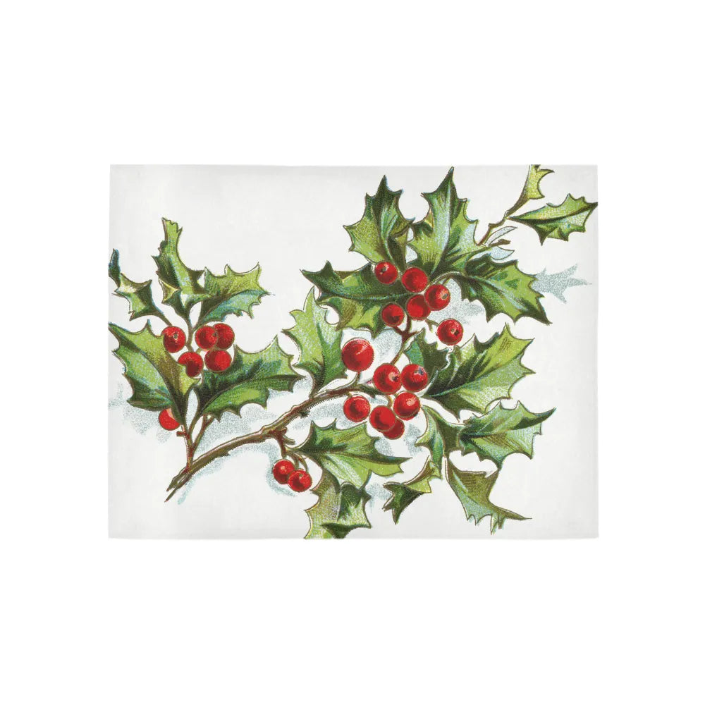 Vintage Christmas Botanical Hallway Rug, Holly Berries Runner Rug, Non-Slip Xmas Kitchen Floor Mat, Winter Area Carpet, Holid
