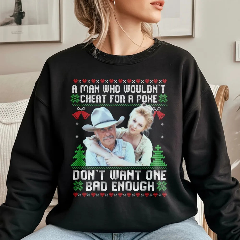 Western Ugly Christmas Sweater, Humorous Cowboy Christmas Sweatshirt, Rodeo Holiday Crewneck, Rancher Xmas Pullover, Country 