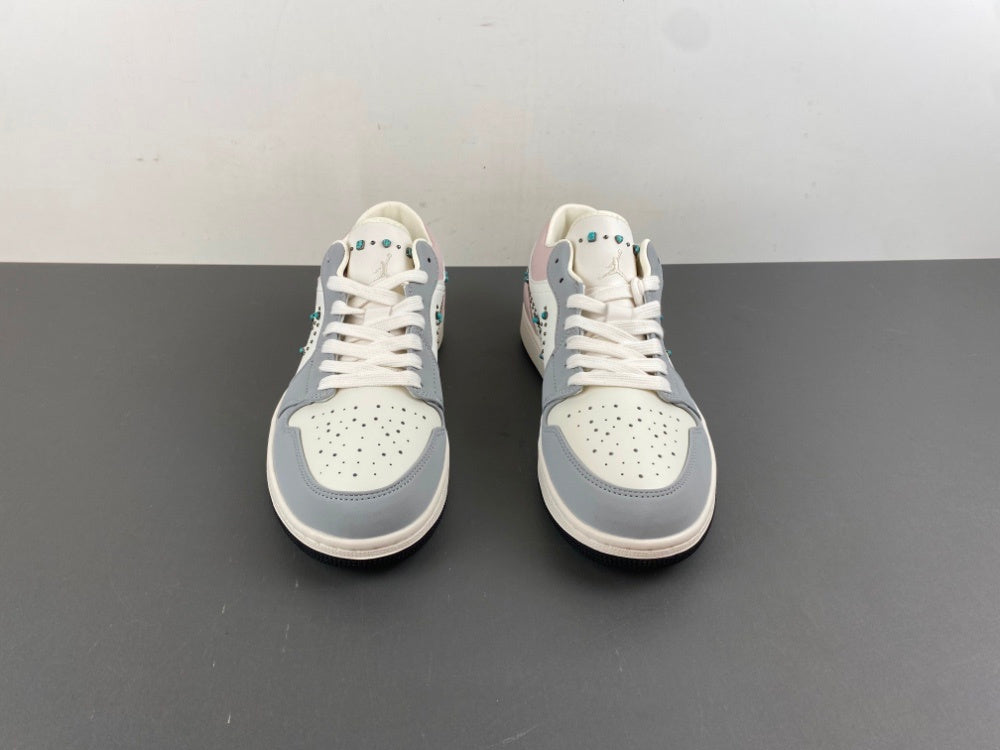 Low Top Sneakers, White Pink Gray Colorway, Lace Up Design, Casual Gift for Sneaker Fans