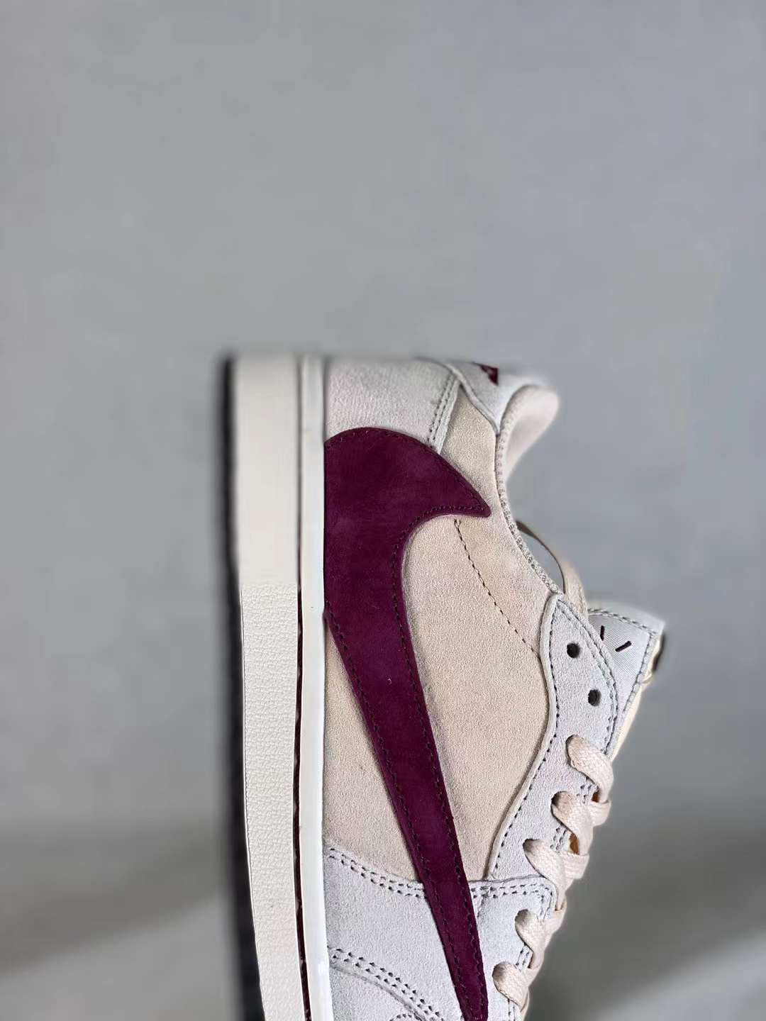 Basketball Shoes, White Burgundy Colorway, Reverse Hook Design, Lace Up Design, Casual Gift for Shoe Lovers
