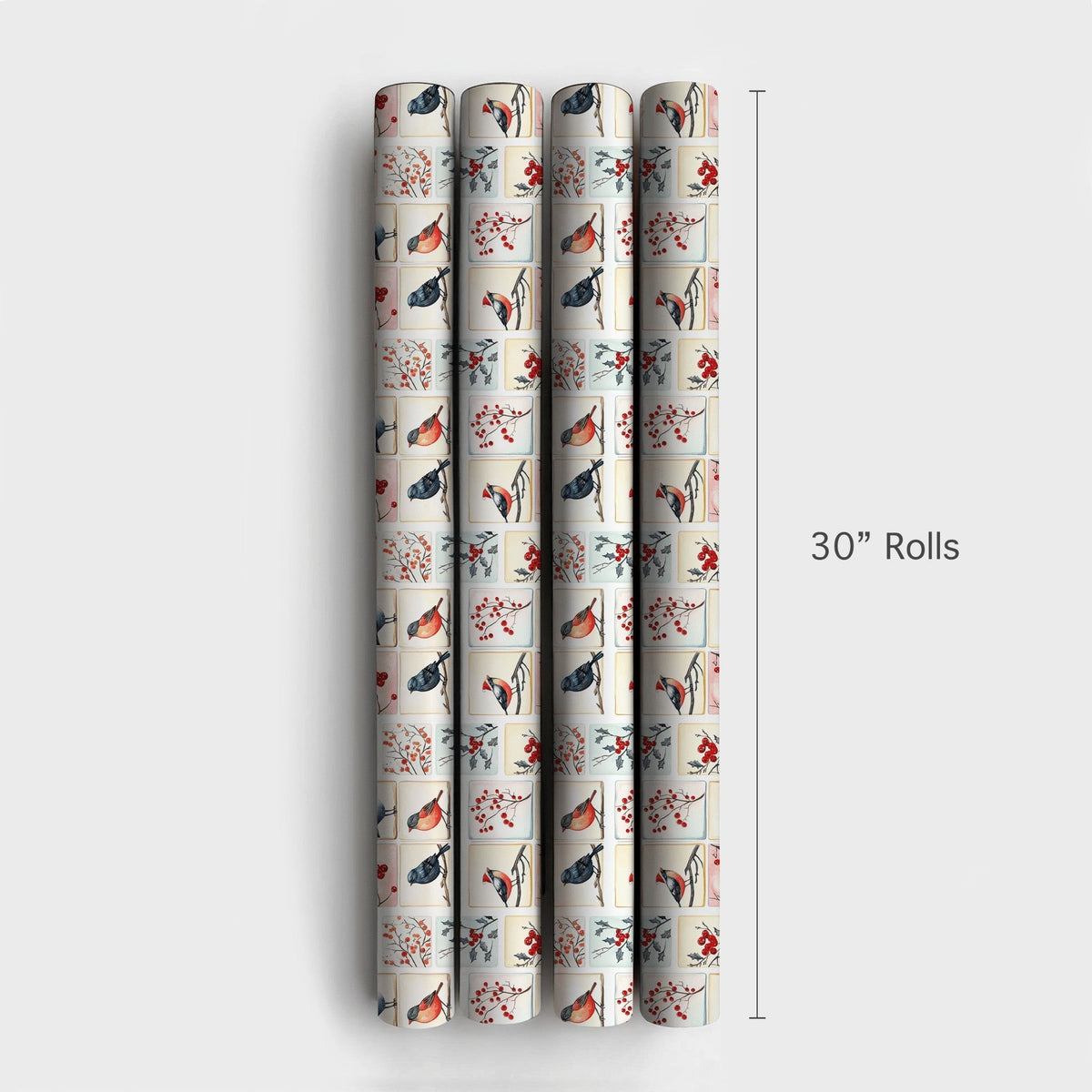 Watercolor Holiday Gift Wrap, Winter Bird Christmas Wrapping Paper, Festive Bird Tile Wrapping Paper, Nature Lover Xmas Wrapp