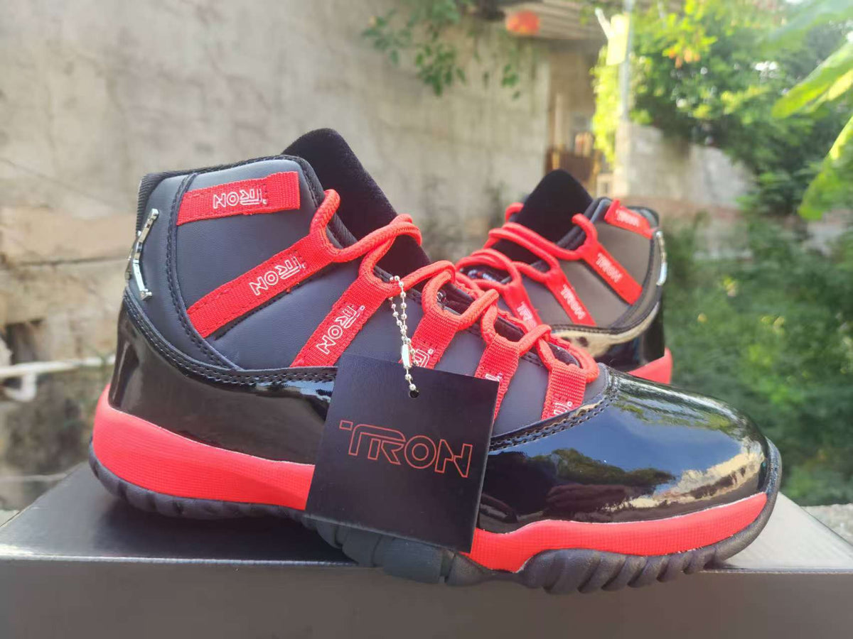 High Top Sneakers, Black Red Colorway, Lace Up Design, Casual Gift for Sneaker Fans