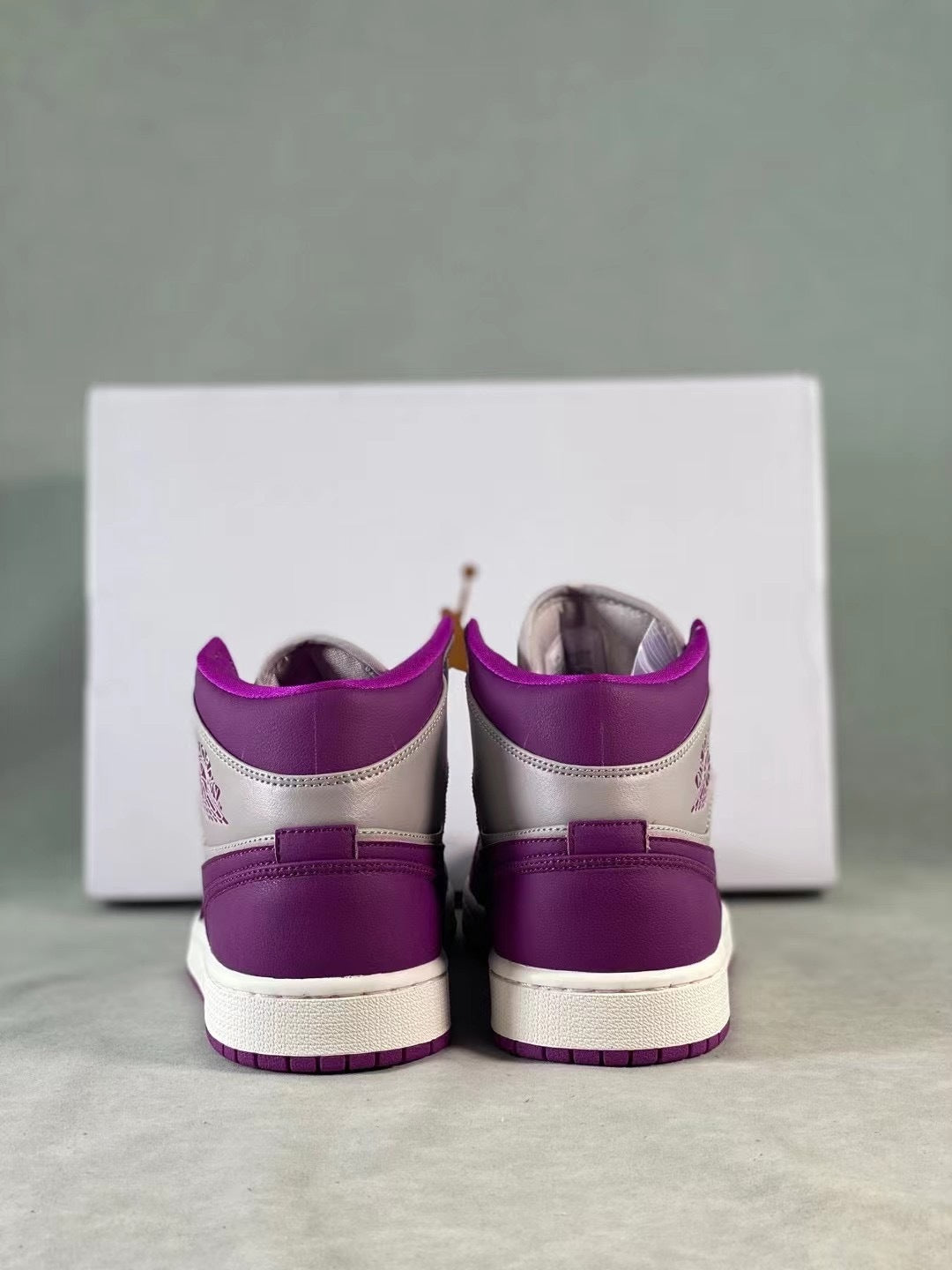 Retro Mid Top Basketball Shoes, Purple Gray Colorway, Lace Up Design, Casual Gift for Shoe Lovers