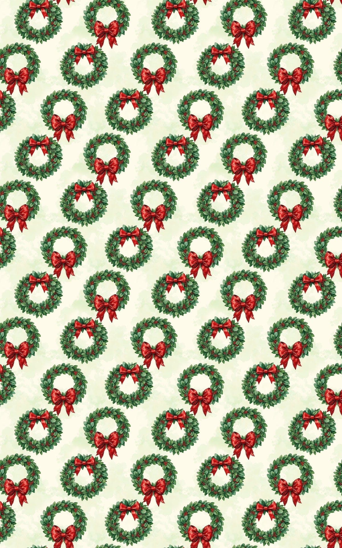 Classic Christmas Wreath Gift Wrap, Holiday Laurel Wreath Wrapping Paper, Crimson Bow Pine Gift Wrapping Paper, Festive Holid
