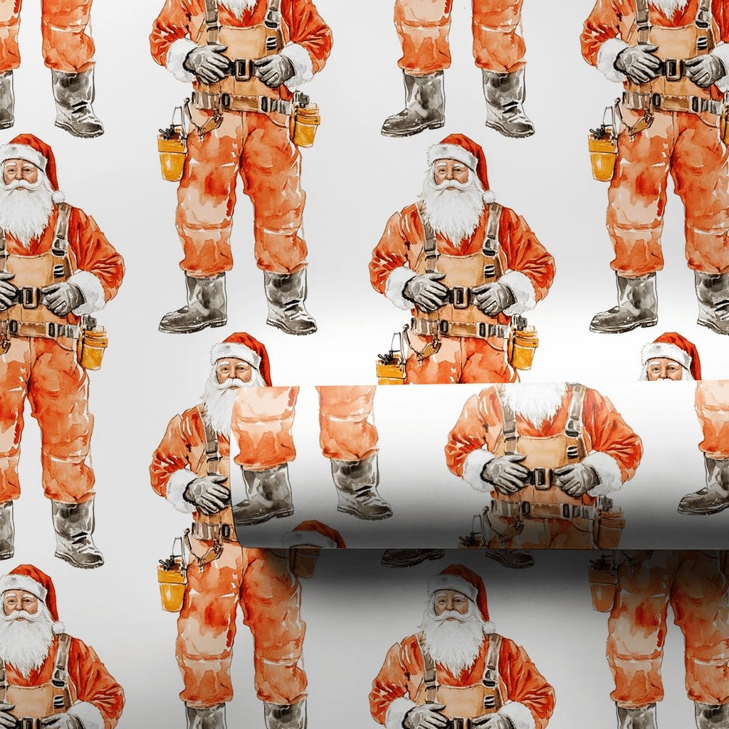 Electrician Christmas Gift Wrap, Lineman Santa Wrapping Paper, Utility Worker Holiday Wrapping Paper, Tradesman Xmas Gift Wra