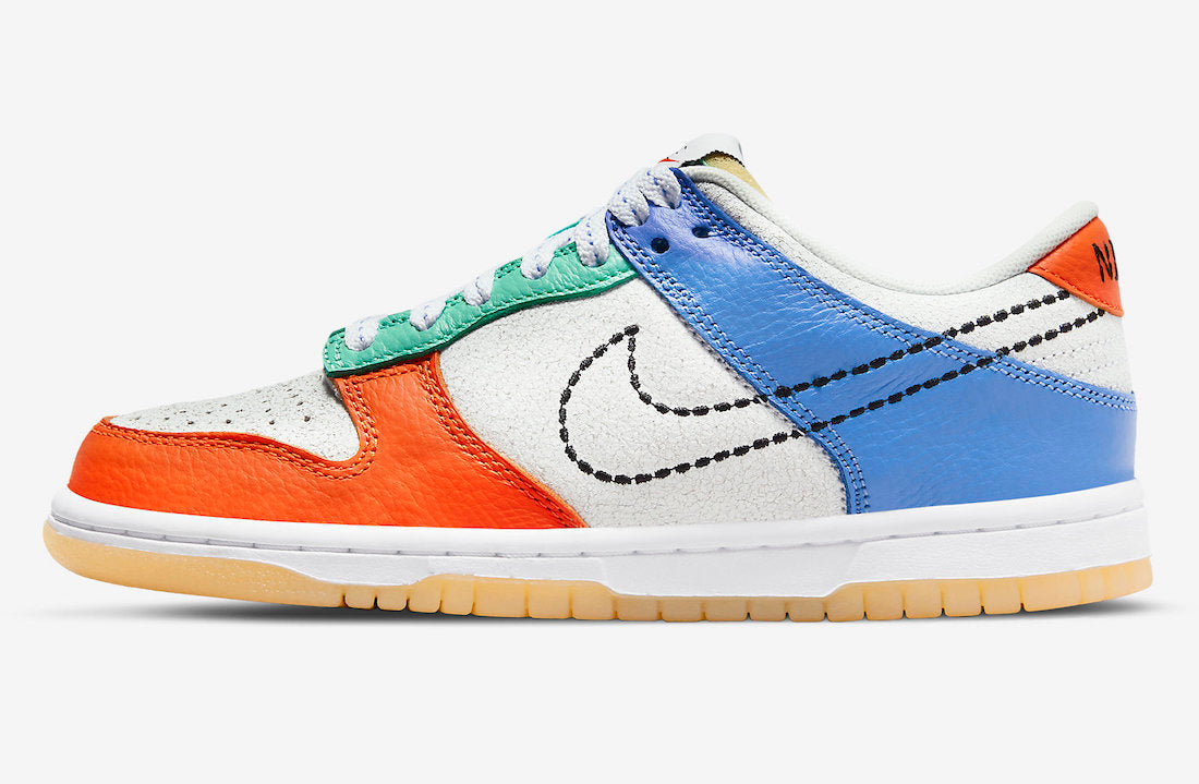 Low Top Sneakers, Blue Orange White Colorway, Lace Up Design, Casual Gift for Sneaker Fans