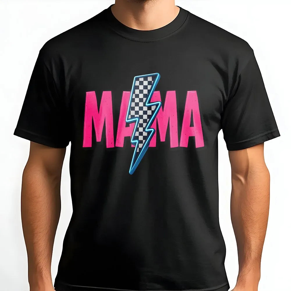 Mama Graphic T-Shirt | Retro Neon Typography Design | 100% Soft Cotton | Gift for Mom and Cool Mom Apparel