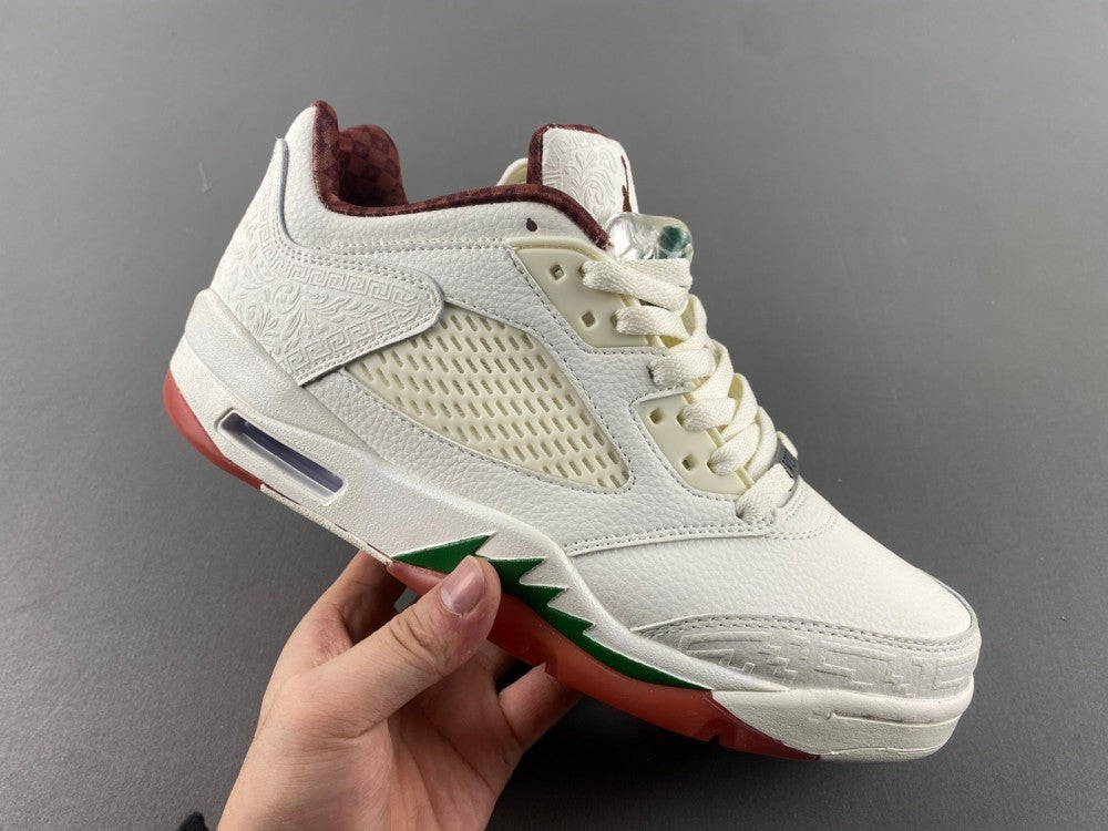 Low Top Sneakers, White Red Green Colorway, Mismatched Colorway, Lace Up Design, Casual Gift for Sneaker Fans